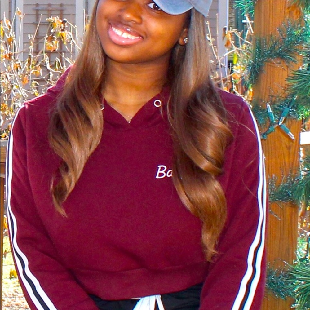 Burgundy Crop Top Hoodie